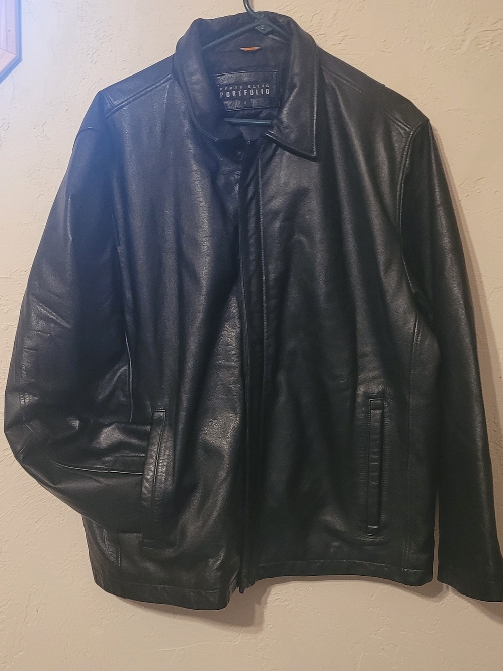 Perry Ellis Portfolio Men's Black Leather Jacket